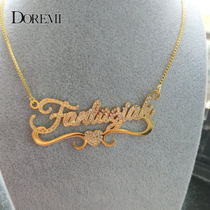 DOREMI Personalized Heart Name Necklace, Custom Chain