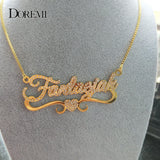 DOREMI Personalized Heart Name Necklace, Custom Chain
