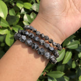 Natural Larvikite Bracelet Faceted Beads Crystal Quartz Healing Stone