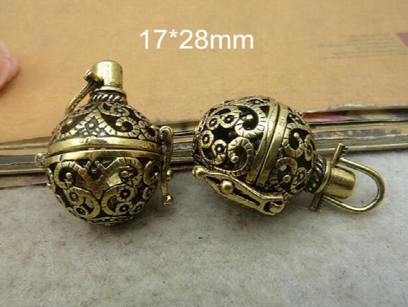 4Pcs 3D Antique Bronze Wishing Box Charm Pendant 17*28mm