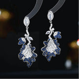 S925 Silver Needle Zircon Leaf Earrings