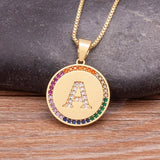 Arrival Initial Pendant Chain Necklace Top Zircon Rainbow Party Jewelry