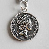 925 Sterling Silver Elizabeth Coin Necklace Vintage Style