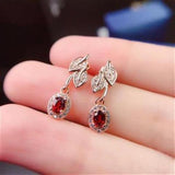 Garnet Earrings S925 Sterling Silver for Girlfriends