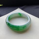 Zheru Natural Burmese Jade Green Two-Tone Bracelet 54-64mm