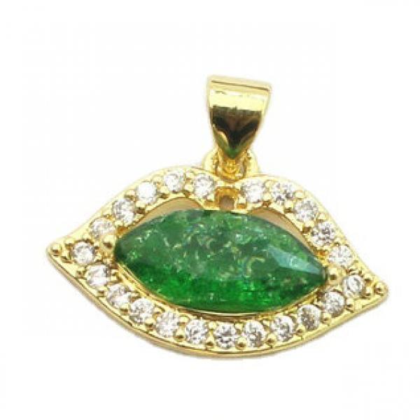 Lovely Lip Shape Stone Pendant, Plated Zircon Charm, 10pcs