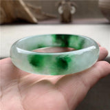 Zheru Jewelry Natural Burmese Jade Green Two-Color Bracelet 54-64mm