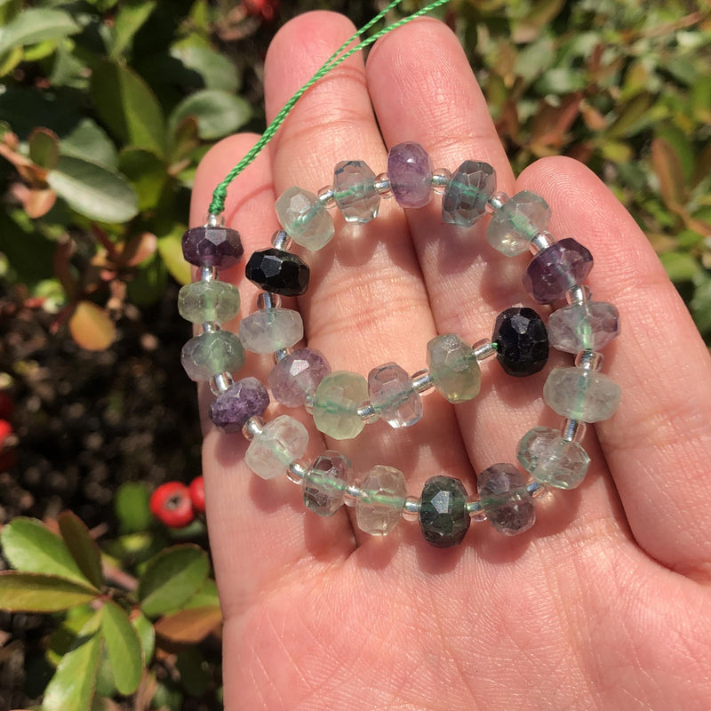 Colorful Fluorite Quartz Stone Beads Column Loose Beads DIY Bracelet