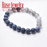 Gray Crystal Coral Bracelet 8mm Beads for Women Men