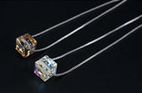 Tiny Cube Dainty Necklace Silver Austrian Element Crystal Choker Necklace