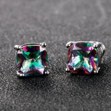 Multicolor Gemstone 925 Silver Earrings Platinum Jewelry Anniversary Gift
