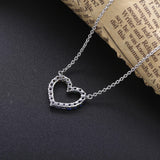 925 Sterling Silver Rainbow Heart Pendant Necklace Zircon Jewelry