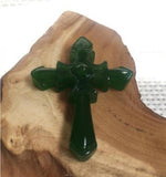 Koraba Natural Green Chinese Hetian Jade Cross Pendant Necklace