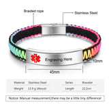 Custom Engraved Diabetes Bracelet for Men Women