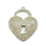 Heart Lock Rhinestone Pendants For Jewelry - 10pcs/lot