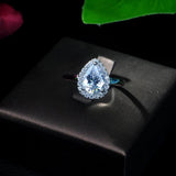 Water Drop CZ Stone Adjustable Open Ring for Women R-10