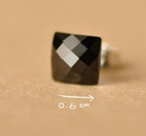 925 Silver Stud Earrings Square Round Stone Men Women Jewelry Male Female