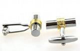 Classic Men's Cuff links Copper Silver Cylinder