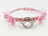 Sexy Harajuku Punk Goth Faux Leather Flower Choker Necklace