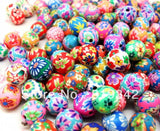 200pcs Mixed Colors 10mm Flower Ball Polymer Clay Beads Lot