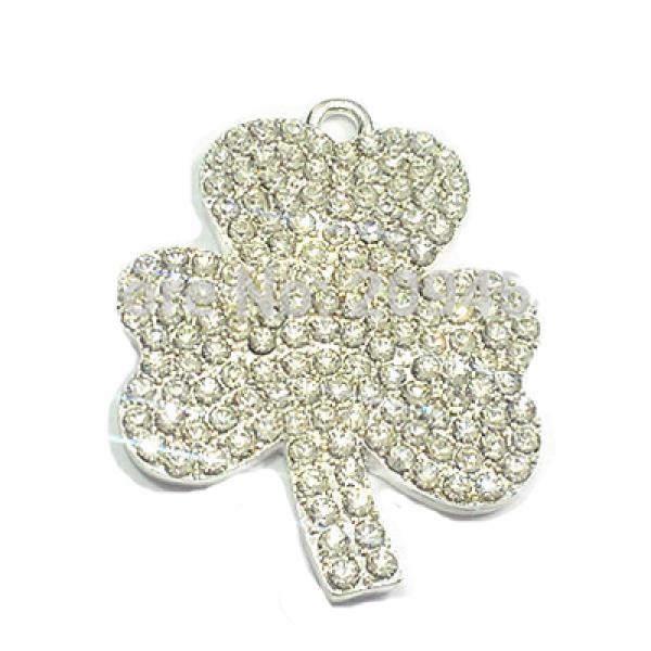 10pcs/lot Clover Rhinestone Pendants for St. Patricks Jewelry