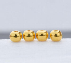 24k Pure Yellow Gold Loose Beads 3mm-8mm DIY Bracelets Jewelry Parts