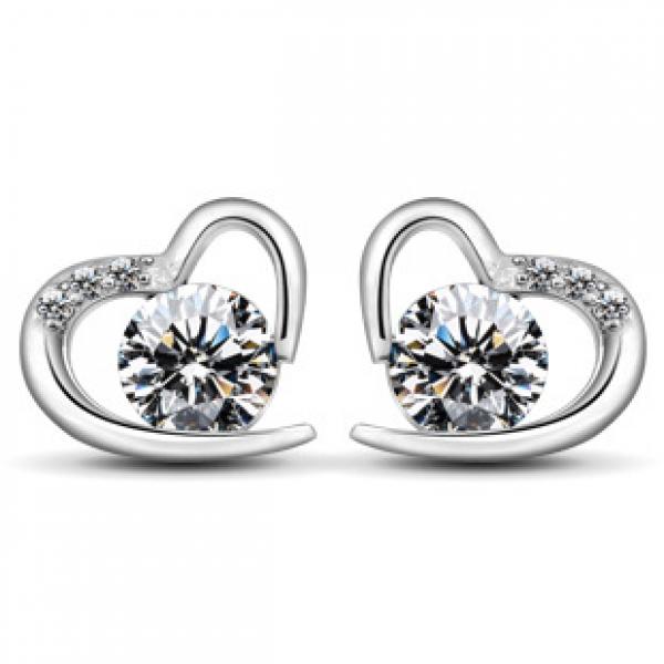925 Silver Heart Earrings Women Girls Gift Jewelry