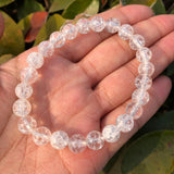 Natural Cracked Clear Quartz Bracelet Crystal Healing Stone Women Jewelry