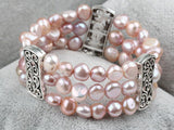 Purple Freshwater Pearl Beaded Bangle Bracelet