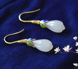 Jade Flower Earring Pendant Set - Elegant Jewelry Set