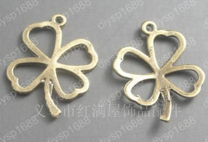 200pcs Zinc Alloy Bead Antique Bronze Four Leaf Clovers Charms Pendants 25*18MM