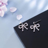 925 Silver Bowknot Zircon Stud Earrings