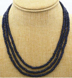 Natural Brazil Faceted Dark Sapphire Beads Necklace 17-18