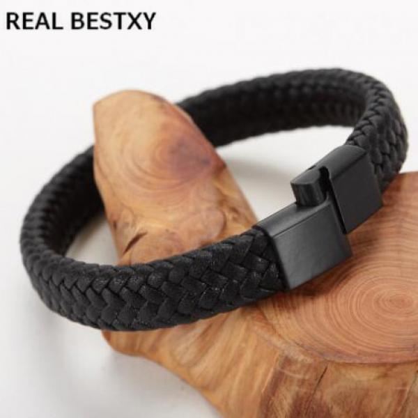 Men's Punk Braided Leather Bracelet with Magnetic Buckle