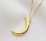 Korean Style 925 Silver Moon Pendant Necklace for Women