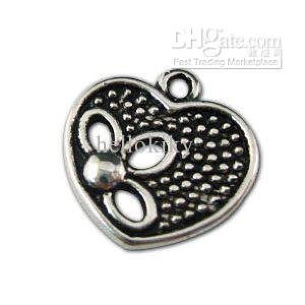100pcs Tibetan Silver Heart Charms Pendants