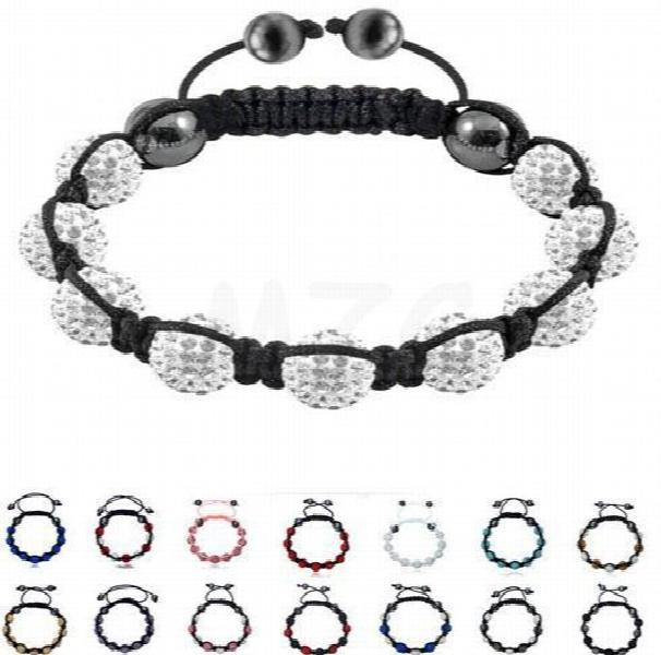 14 Pcs/lot 10mm Micro Pave Disco Ball Beads Crystal Bracelet Lot
