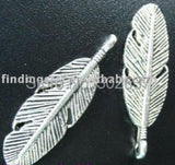 150pcs Tibetan Silver Indian Feather Charms 30mm