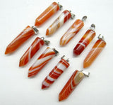 24pcs Natural Stone Mixed Stripe Quartz Crystal Agates Pillar Charms Pendants