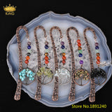 Vintage Tree Of Life Pendant Bookmark with Raw Crystal Bead