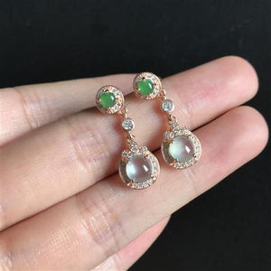 Double Ice Chalcedony Egg Round Earrings Silver Jewelry