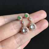 Double Ice Chalcedony Egg Round Earrings Silver Jewelry