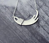 925 Silver Sleeping Cat Necklace Pendant for Women - Lady Gift
