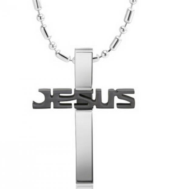 Unisex Stainless Steel Cross Pendant Necklace Black/Silver/Gold IN03