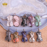 Hand Carved Wire Wrapped Stone Female Body Crystal Pendant