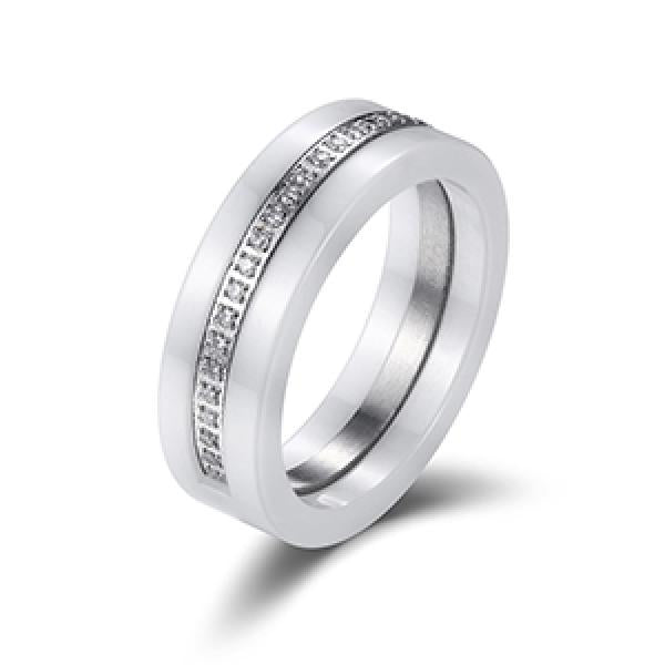 2pcs/Set Ceramic Rings For Women with 1 Row Crystal Wedding Party Sexy Ring