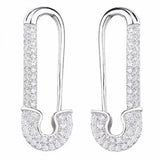 Micro Pave Safety Pins Pulse Ear Cuff 925 Sterling Silver CZ Jewelry