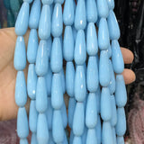 10x30mm Water Drop Faceted Chalcedony Jades Stone Beads