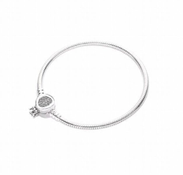 925 Sterling Silver Pan Bracelet Moments Crown O & Snake Chain Bracelet