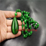 Green Cat Eye Stone Water Drop Pendant Charm Necklace